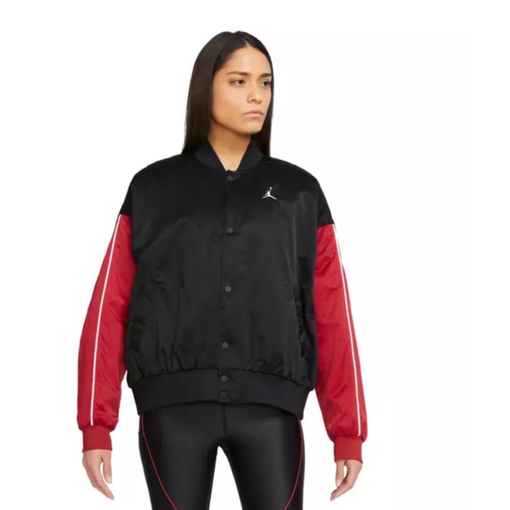 Jordan - WMNS Jordan Flight Renegade bomber Jacket in BLACK/GYM RED/WHITE size L